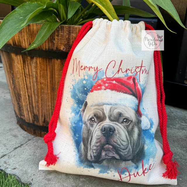 Personalised Christmas Pet Dog Santa Sack (Other breeds available)