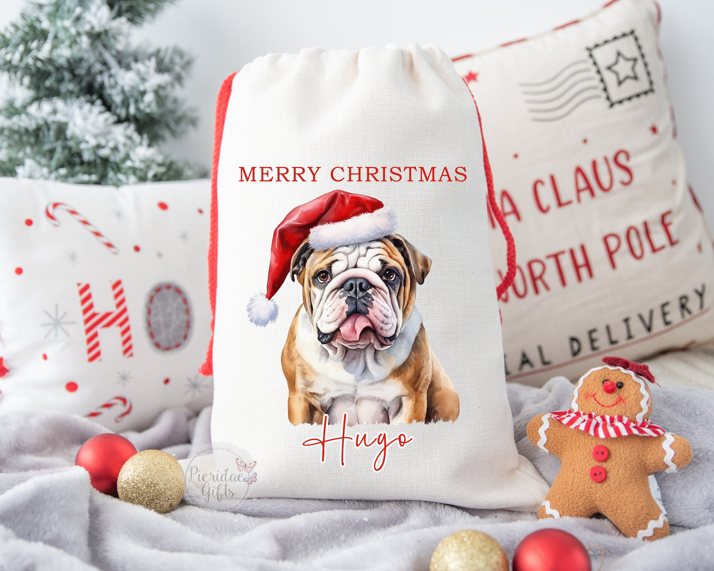 Personalised Christmas Pet Dog Santa Sack (Other breeds available)