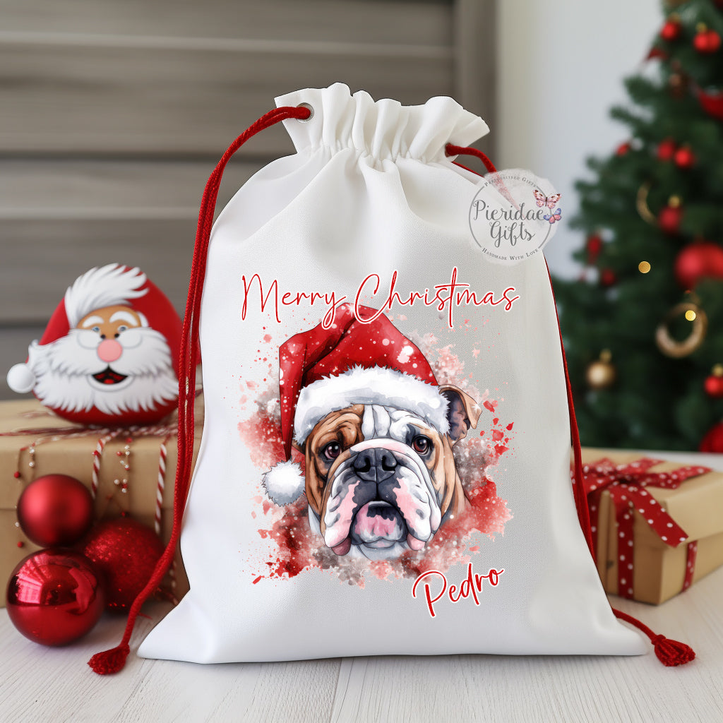 Personalised Christmas Pet Dog Santa Sack (Other breeds available)