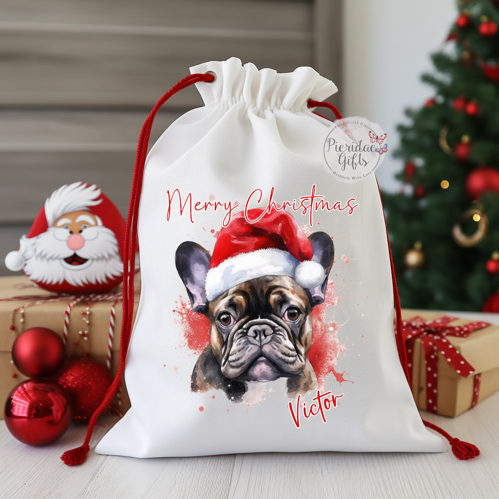 Personalised Christmas Pet Dog Santa Sack (Other breeds available)