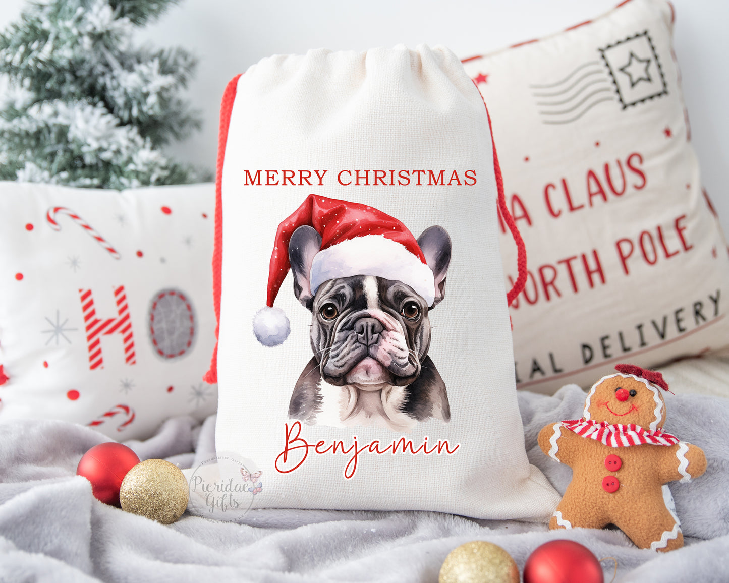 Personalised Christmas Pet Dog Santa Sack (Other breeds available)