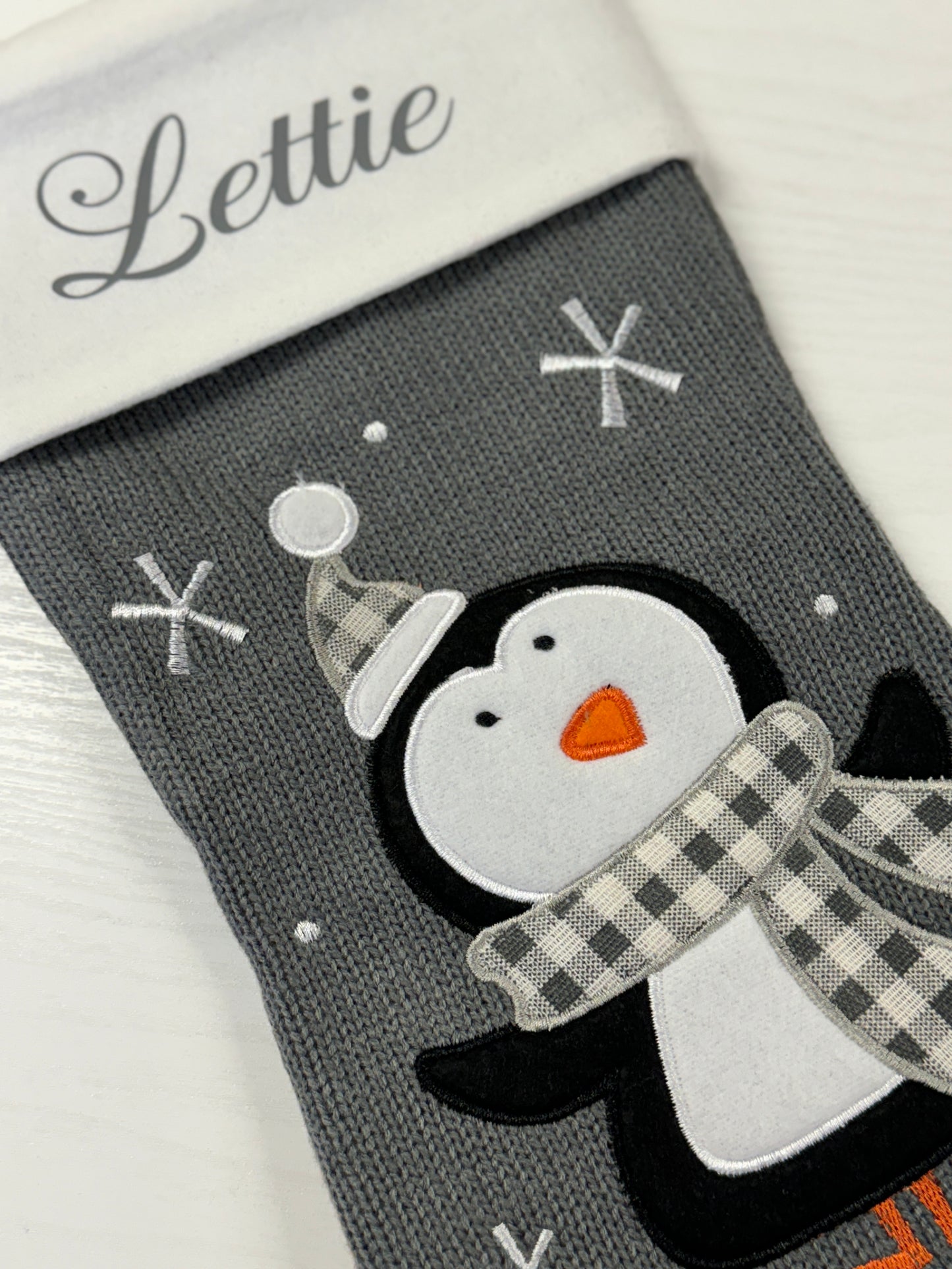 Personalised Luxury Grey Knitted Christmas Stockings