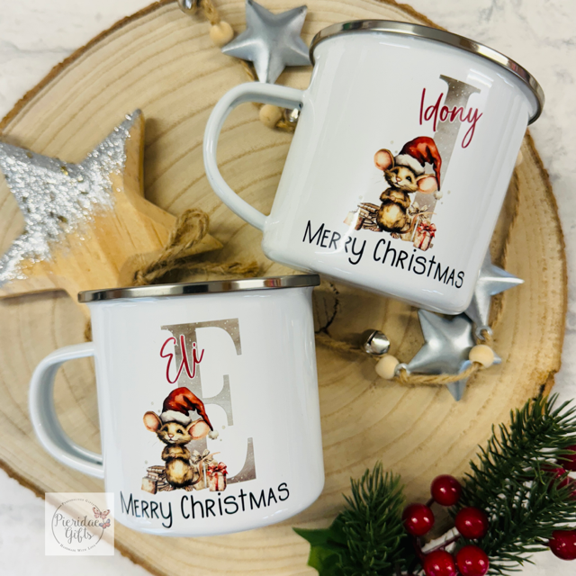 Personalised Christmas Mouse Alphabet Enamel