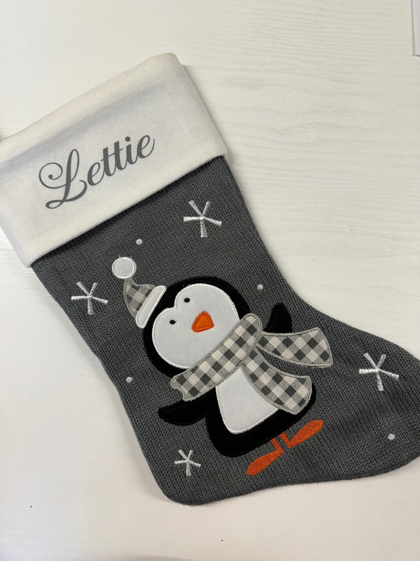 Personalised Luxury Grey Knitted Christmas Stockings