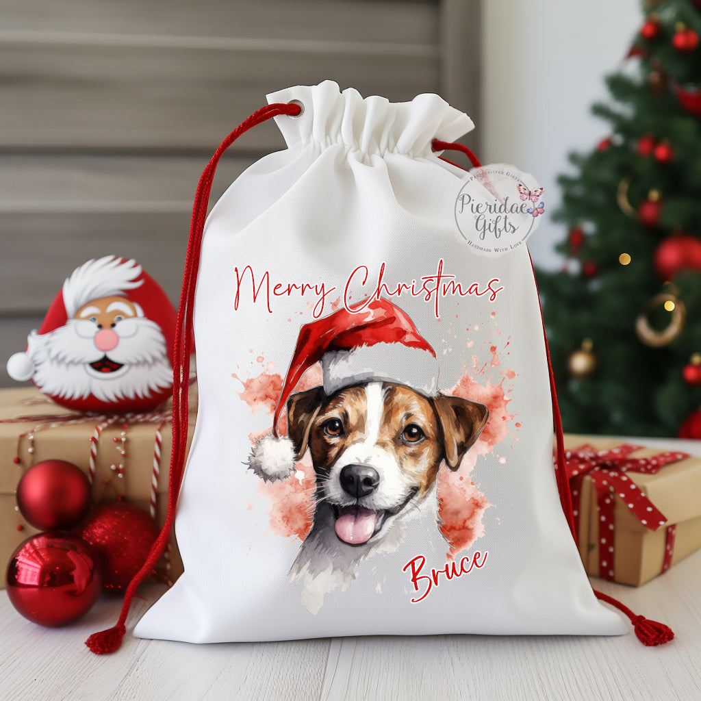 Personalised Christmas Pet Dog Santa Sack (Other breeds available)