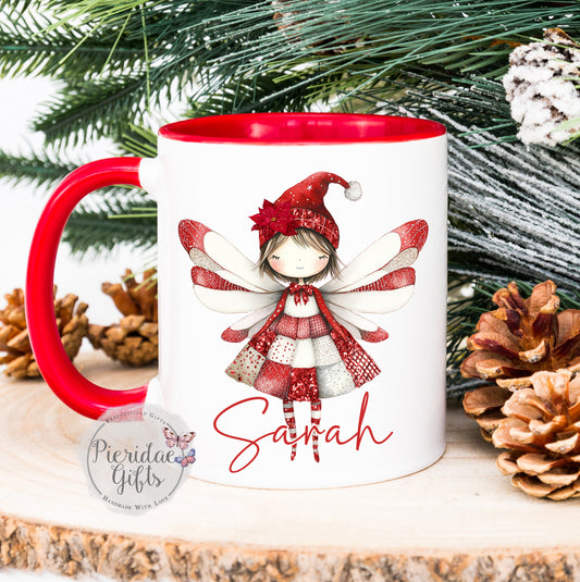 Personalised Christmas Patchwork Fairy Mug