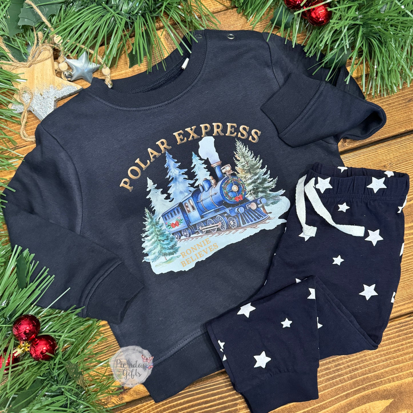 Personalised Christmas Family Polar Express Sweatshirt Star PJ's