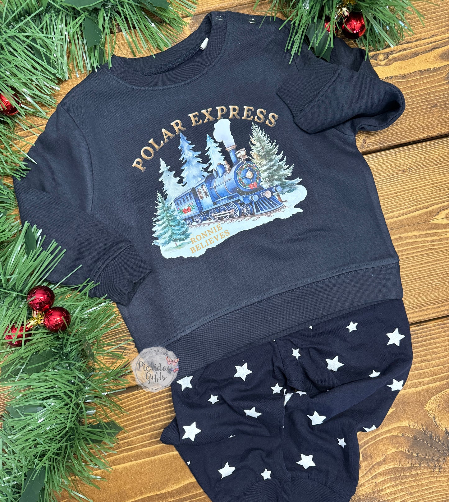 Personalised Christmas Family Polar Express Sweatshirt Star PJ's