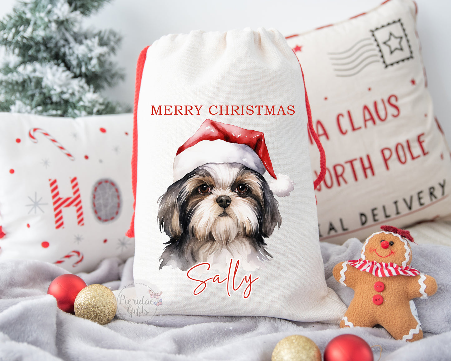 Personalised Christmas Pet Dog Santa Sack (Other breeds available)